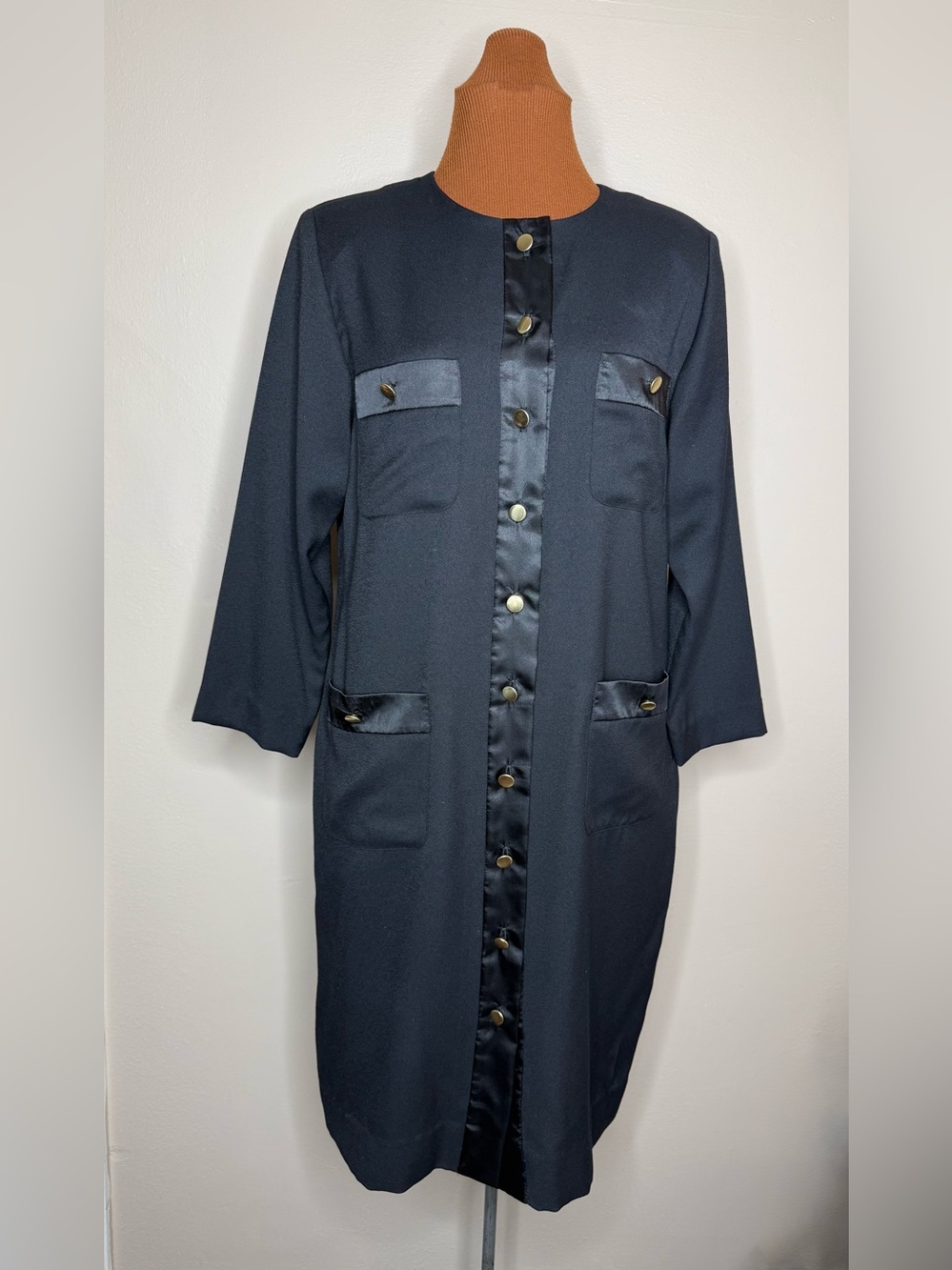 Studio Collection 90’s Classic Black Button-Front Coat Dress 10P
